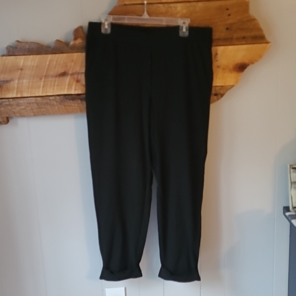 J. Jill sz medium pull on black dress pants cuffed hem WP140